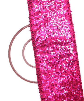 magenta colour sequin net embroidery fabric